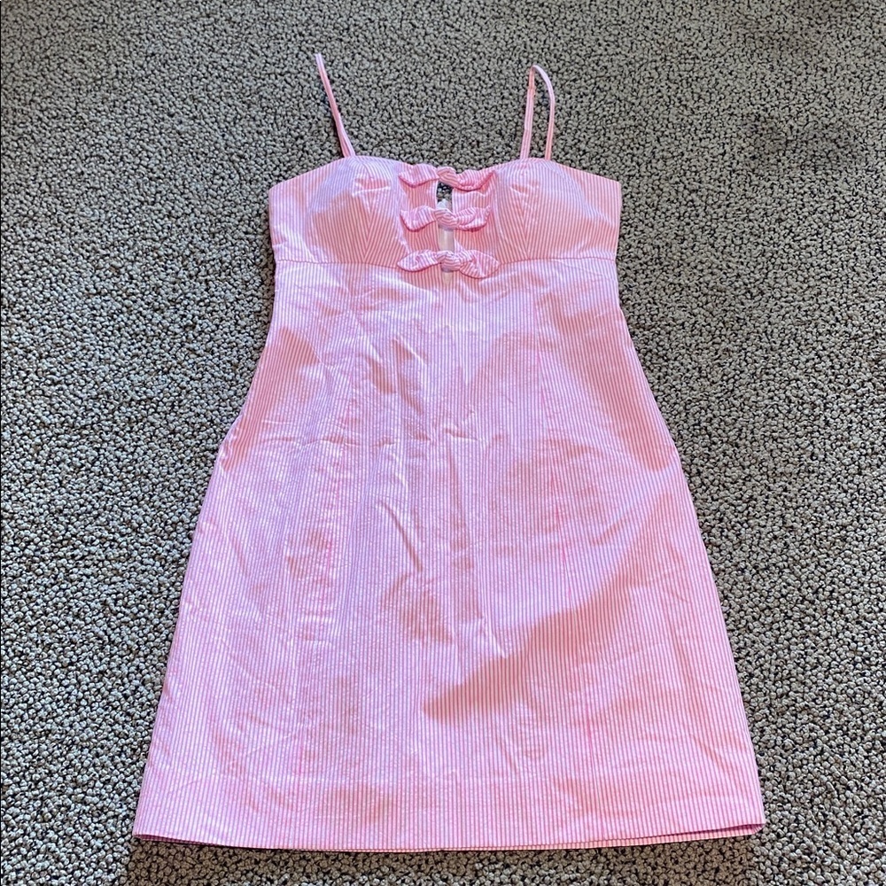 Lilly Pulitzer Pink Striped Dress with Bow Accents